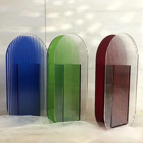 Moderne Acryl Geribbelde Vaas Noordse Creatieve Boog Geometrische Bloemencontainer Desktop Ornament Huis Tafel Decor
