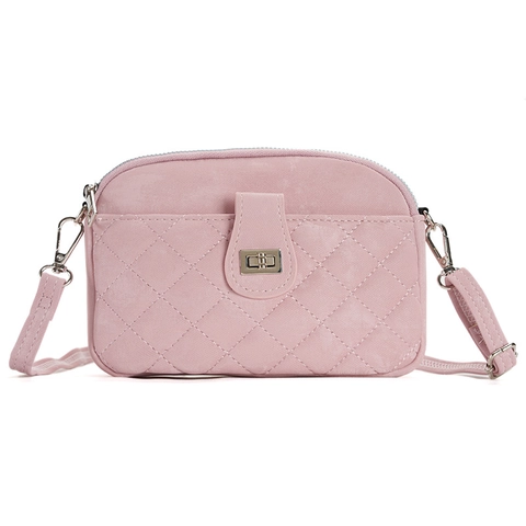 Borsa A Tracolla Trapuntata Per Cellulare Pelle PU Motivo A Rombi Chiusura In Metallo Tracolla Regolabile Donna
