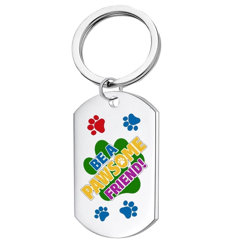 Llavero Chapa Perro Acero Inoxidable Cita Motivadora Huella Pata Colorida Colgante Identificación Mascota Accesorio