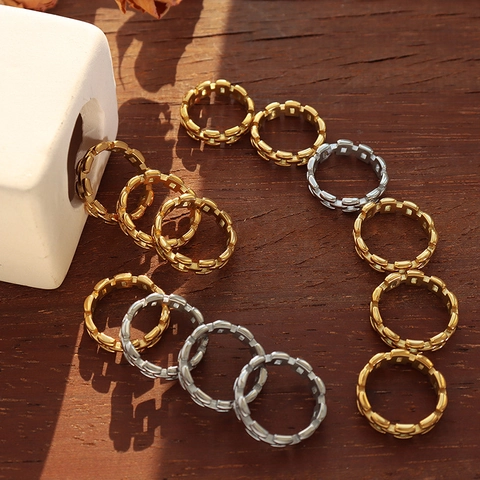 Anello A Catena Cava In Acciaio Al Titanio Placcato Oro Minimalista Impilabile Per Uomini Donne
