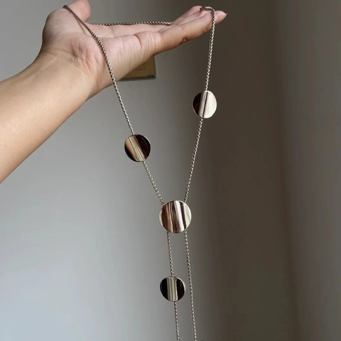 Collier À Pampilles À Disque Rond Poli En Alliage Chaîne De Clavicule En Y Bijoux Géométriques Minimalistes Réglables