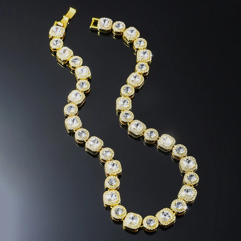 Collana Hiphop Iced Out Da Uomo Lega Strass Quadrato Rotondo Geometrico Catena Cubana Gioielli Punk Tendenza