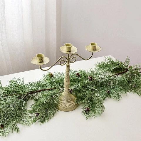 Ghirlanda Di Natale Artificiale Aghi Di Pino Con Pigne Naturali Fiocco Di Lino Campana Decorazione Appesa Invernale