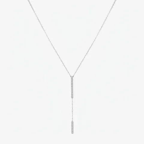 925 Sterling Silber Y-Halskette Mit Doppelten Stabanhängern Zirkonia Besetzt Minimalistischer Eleganter Schmuck Für Damen