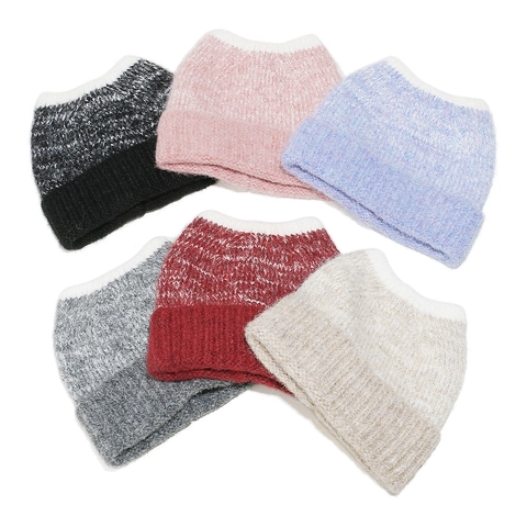 Strickmütze Acryl Gemischt Ombre Farbverlauf Teufel Katzenohren Winter Warm Ponytail Öffnung Outdoor Lässig Für Frauen
