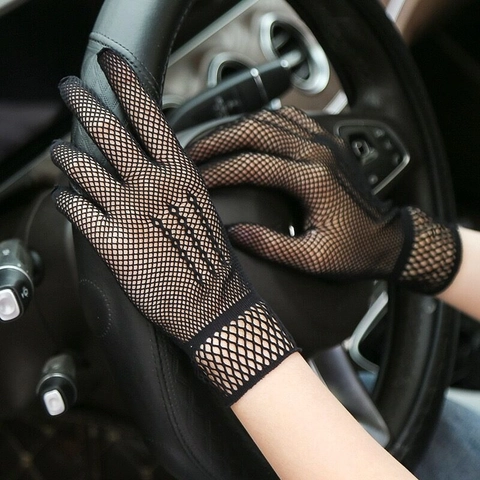 Guantes De Rejilla Cortos Spandex Malla Elástico Transpirable Para Boda Fiesta Protección Solar Conducir Elegante Vintage Mujeres