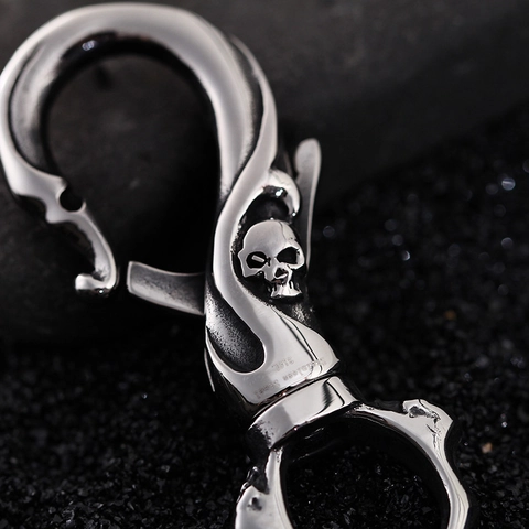 Gancho Para Llavero De Calavera Acero Inoxidable 316L Gótico Punk Cierre De Langosta Giratorio Colgante Joyería Vintage