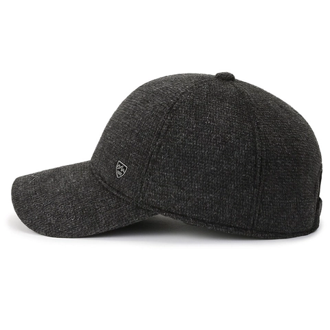 Winter Warm Baseball Cap Woolen Tweed Fleece Lined With Ear Flaps Windproof Outdoor Cold Weather Hat For Men