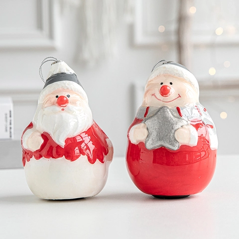 Weihnachtsbaumschmuck Mini Weihnachtsmann Schneemann Anhänger Niedlich Nordischer Stil Glänzend Feiertagsdeko