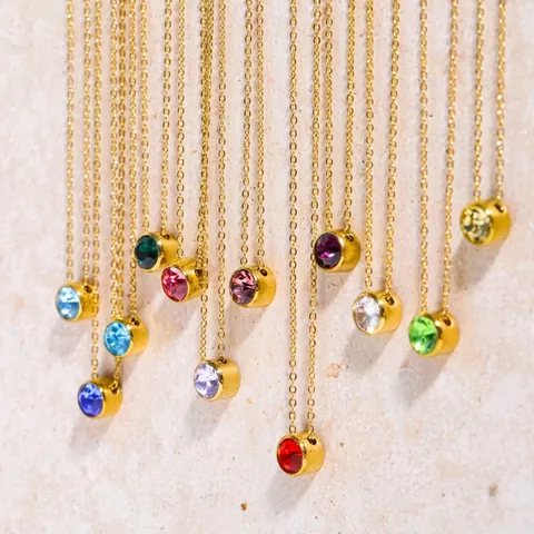 Geburtsstein Kette 316L Edelstahl Rund Zirkon Anhänger Dezember Monat Schmuck Für Frauen Mädchen Minimalistisches Geschenk