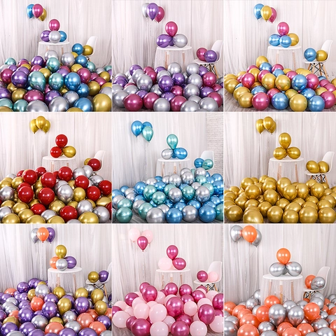 Metallic Chrome Latex Balloons Round Glossy Party Decorations Birthday Wedding Event Celebration High Gloss