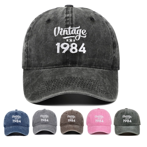 Cappello Da Baseball In Cotone Lavato Ricamo Vintage 1984 Berretto Regolabile Distressed Uomo Donna Protezione Solare All'aperto