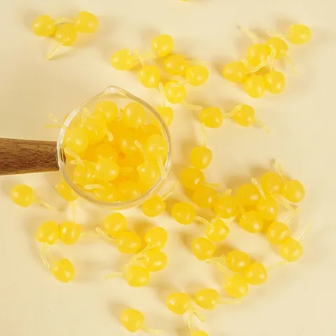 Miniature Simulation Yellow Cherry Artificial Fruit DIY Craft Accessories Translucent PVC Plastic Dollhouse Decor Toy
