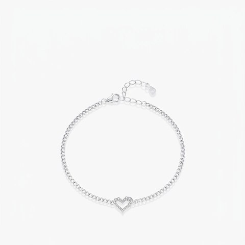 925 Sterling Zilveren Hart Moissaniet Armband Voor Dames D Kleur VVS1 Moissaniet Ingelegd Open Hart Schakelketting Sieraden Cadeau