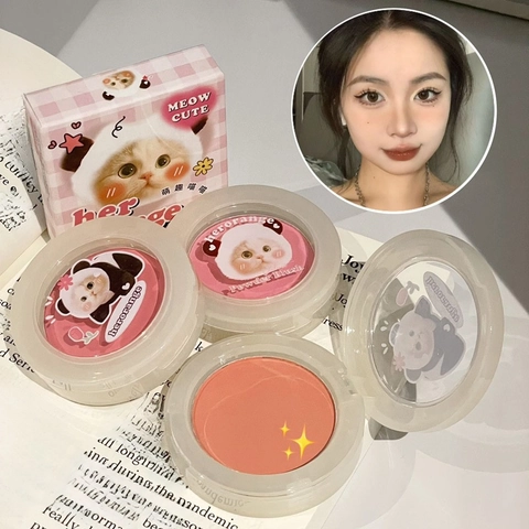 Fard In Polvere Opaco Naturale Nude Pesca Rosa Palette Trucco Viso Lunga Durata Motivo Animale Carino Cosmetici Per Donna