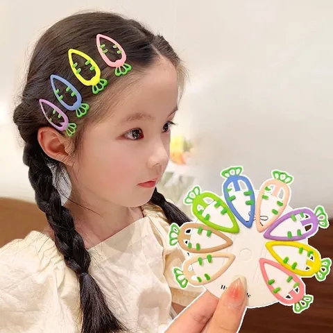 Cute Carrot Shape Hair Clips Alloy Resin Colorful Candy Color Snap BB Clips For Girls Kids Hair Accessories