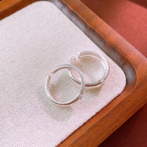 Vintage Brushed Copper Open Ring With Zircon Minimalist Retro Style Adjustable Finger Ring For Women Fashion Jewelry