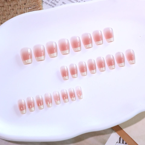 Press On Nägel French Tip Ombre Blush Cat Eye Kurze Ballerina Schimmer Glitzer Künstliche Falsche Nägel Für Damen