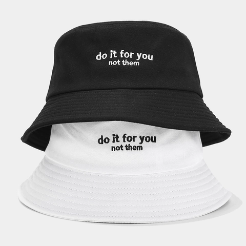 Cappello Da Pescatore In Cotone Con Ricamo Lettere Protezione Solare Outdoor Casual Per Uomini Donne