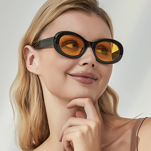 Retro Ovale Sonnenbrille UV400 Schutz Vintage Hip Hop Streetwear Punk Brille Für Damen Herren PC Rahmen AC Linsen