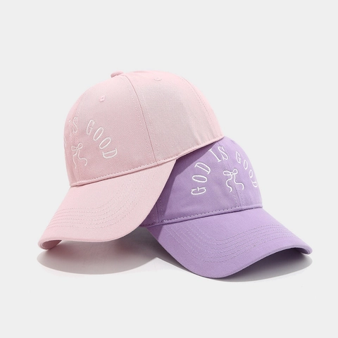 Cotton Baseball Cap God Is Good Bow Embroidery Adjustable Fashion Casual Outdoor Sun Hat For Women Men