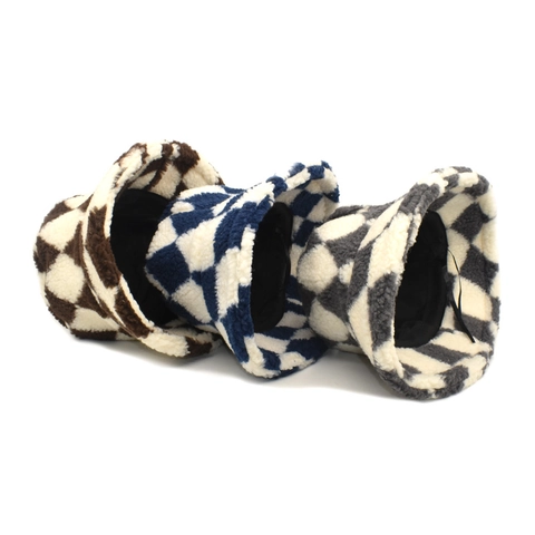 Cappello Alla Pescatora Invernale Peluche Lana D'agnello Motivo Scacchiera Caldo Ispessito Casual Retro Per Donne