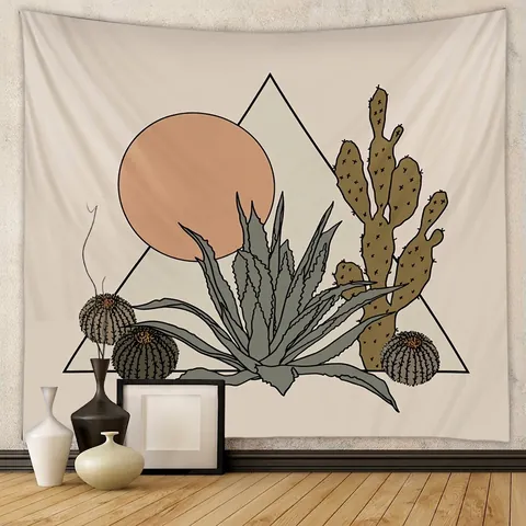 Boho Κάκτος Ταπετσαρία Έρημος Ήλιος Διακόσμηση Τοίχου Μοντέρνο Πολυεστέρα Ύφασμα Φόντο Για Υπνοδωμάτιο Καθιστικό