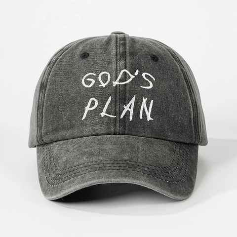 Washed Cotton Baseballkappe Mit Gods Plan Stickerei Vintage Verstellbar Sonnenhut Retro Streetwear Für Damen Herren