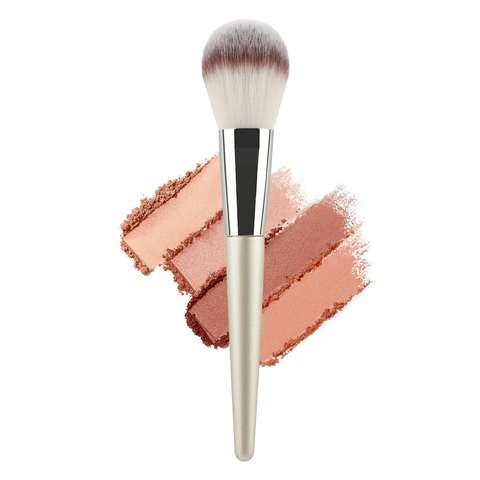 Professionele Make-up Kwast Champagne Goud Houten Handvat Zachte Synthetische Vezel Voor Foundation Poeder Contour Tool