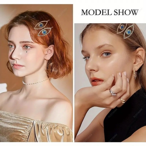Evil Eye Haarklammer Legierung Strass Funkelnde Seitenhaarspange Türkischer Stil Mode Accessoire Für Frauen Mädchen