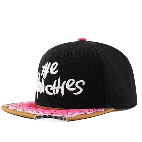 Snapback Honkbalpet Katoen Donut Print Bijtspoor Borduurwerk Streetwear Verstelbaar Hip Hop Pet