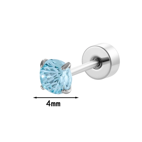 Candy Color Cubic Zirconia Ear Cartilage Stud Earrings Titanium Steel Flat Back Screw Helix Piercing Jewelry For Women