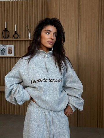 Women Half Zip Pullover Sweatshirt And Wide Leg Pants Letter Embroidery Cotton Blend Fleece Casual Loungewear Outfits