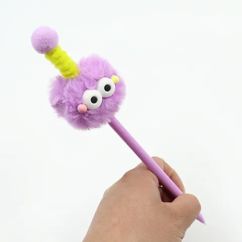 Cartoon Monster Gel Pennen Plastic Pluche Bal Grote Ogen Nieuwigheid Schrijfgereedschap Schattig Grappig Bureau Accessoire