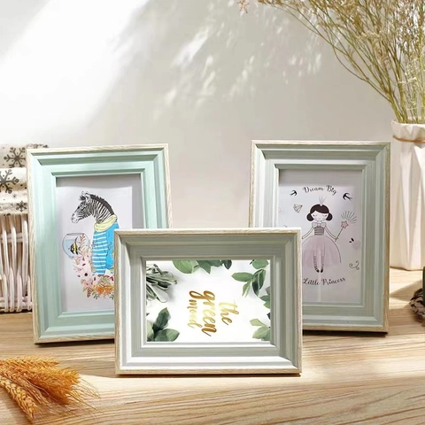 Nordic Style Photo Frame Wood Grain Texture Tabletop Desktop Display Minimalist Vintage Picture Frame Home Decor