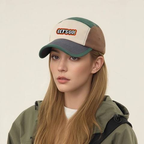Retro American Color Block Baseball Cap Unisex 5-Panel Camper Hat Breathable Mesh Sun Protection Outdoor Sports Adjustable Snapback Hat