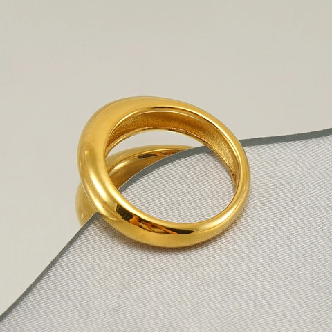 Minimalist Thick Dome Band Ring Stainless Steel 18k Gold Plated High Polished Geometric Statement Jewelry For Women