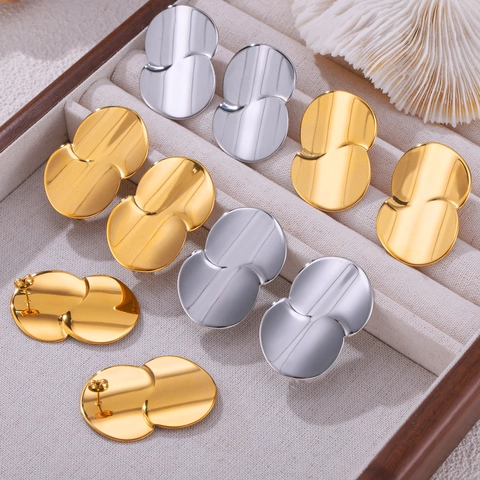 Minimalistische Geometrische Tropfen Ohrstecker Aus Titanstahl Mit PVD Goldbeschichtung Für Damen Täglicher Modeschmuck Accessoire