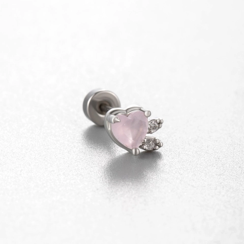 Titanium Steel Heart Moon Star Umbrella Zircon Earring Stud With Screw Back For Cartilage Piercing Cute Fashion Jewelry