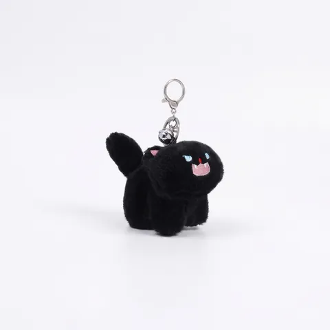 Portachiavi Gatto Di Peluche Peloso Spettinato Espressione Scontroso Simpatico Gattino Cartone Animato Ciondolo Borsa Campanello
