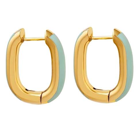 U-Vormige Creolen Titanium Staal Kleurrijk Emaille Geometrisch Minimalistisch Franse Stijl Elegante Damessieraden