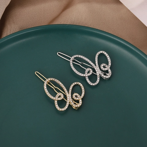 Schmetterling Haarklammern Legierung Strass Hohl Seitenhaarnadel Elegant Süßer Kopfschmuck Für Frauen Mädchen Gold Silber