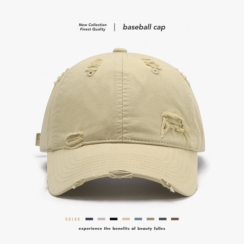 Distressed Washed Baseball Cap 100% Cotton Adjustable Vintage Streetwear Retro Style Unisex Sun Shade Hat