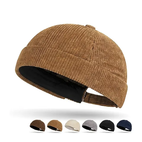 Gorro Docker Retro De Pana Ajustable Sin Ala Color Sólido Streetwear Unisex Gorro Casual