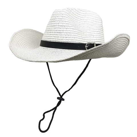 Chapeau De Cowboy En Paille Respirant Protection Solaire Extérieur Plage Voyage Style Jazz Avec Boucle Pour Hommes Femmes