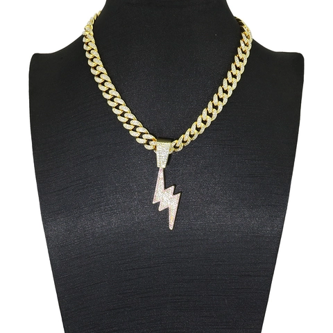 Hip Hop Blitz Anhänger Halskette Iced Out Strass Legierung Panzerkette Streetwear Punk Schmuck Für Männer Und Frauen