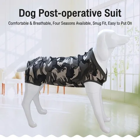 Hunde Erholungsanzug Polyester Modal Atmungsaktiv Elastisch Nach Operation Entwöhnung Hautschutz Tarnung Gestreift Kleidung