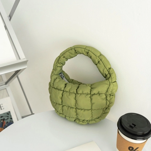 Quilted Nylon Puffy Handbag Padded Pleated Cloud Underarm Bag Casual Fashion Daily Mini Tote For Women