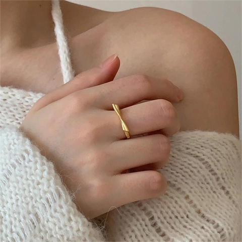 Anello Con Fiocco In Argento Sterling 925 Minimalista Regolabile Aperto Nodo Fascia Dito Stile Coreano Gioielli Donna