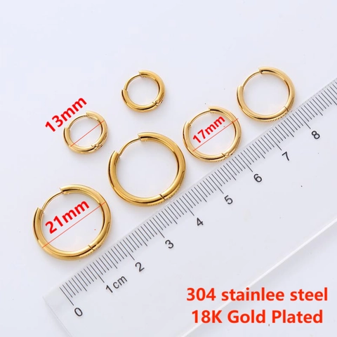 Orecchini A Cerchio Placcati Oro 18K Acciaio Inossidabile Minimalista Geometrico Lucidato Gioielli Donne Uomini Unisex